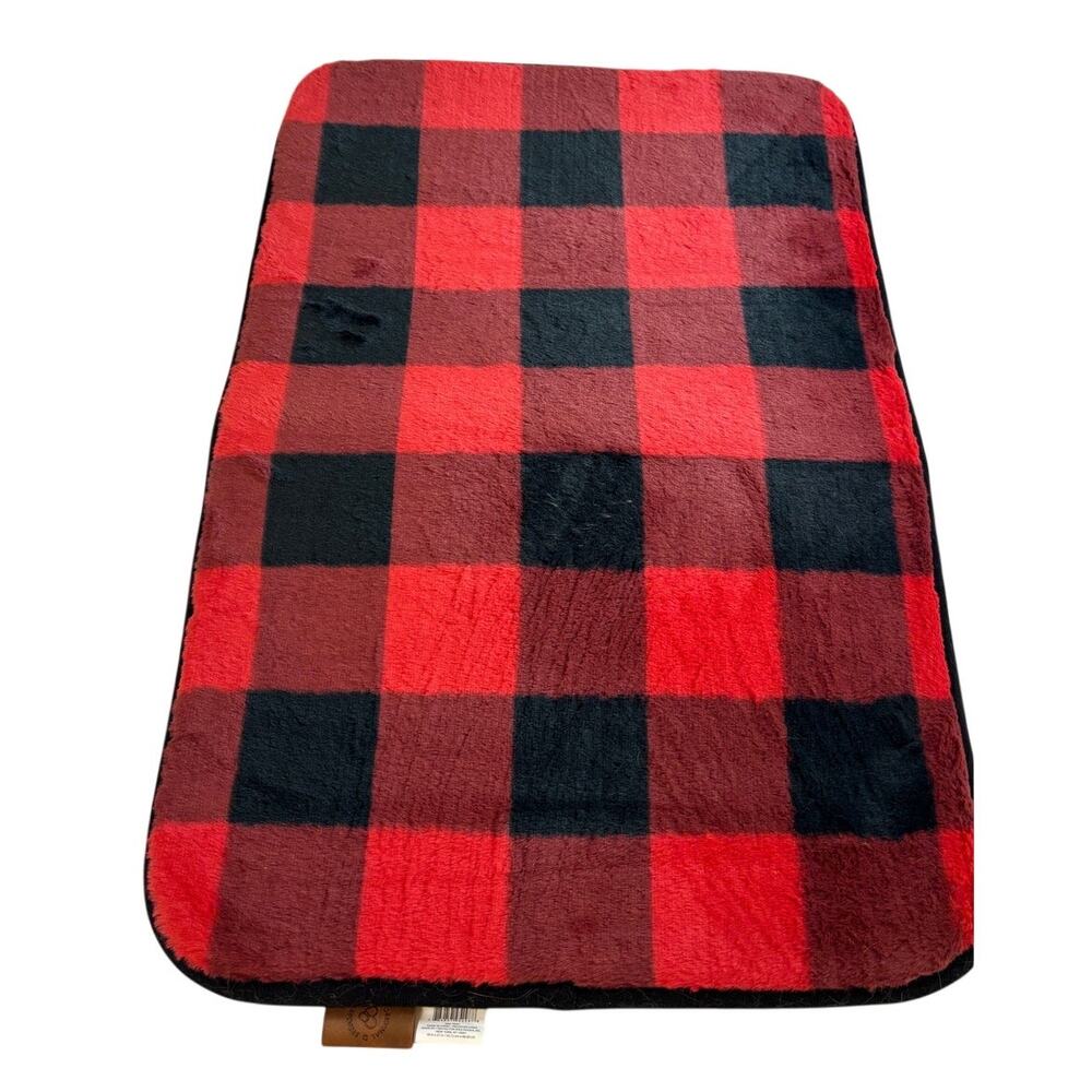 Dearfoams Buffalo Plaid Memory Foam Bath Rug 18x27 Red Black Farmhouse